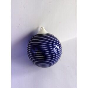 Vtg Blue White Swirled Christmas Ornament Blown Glass Witches Ball Suncatcher